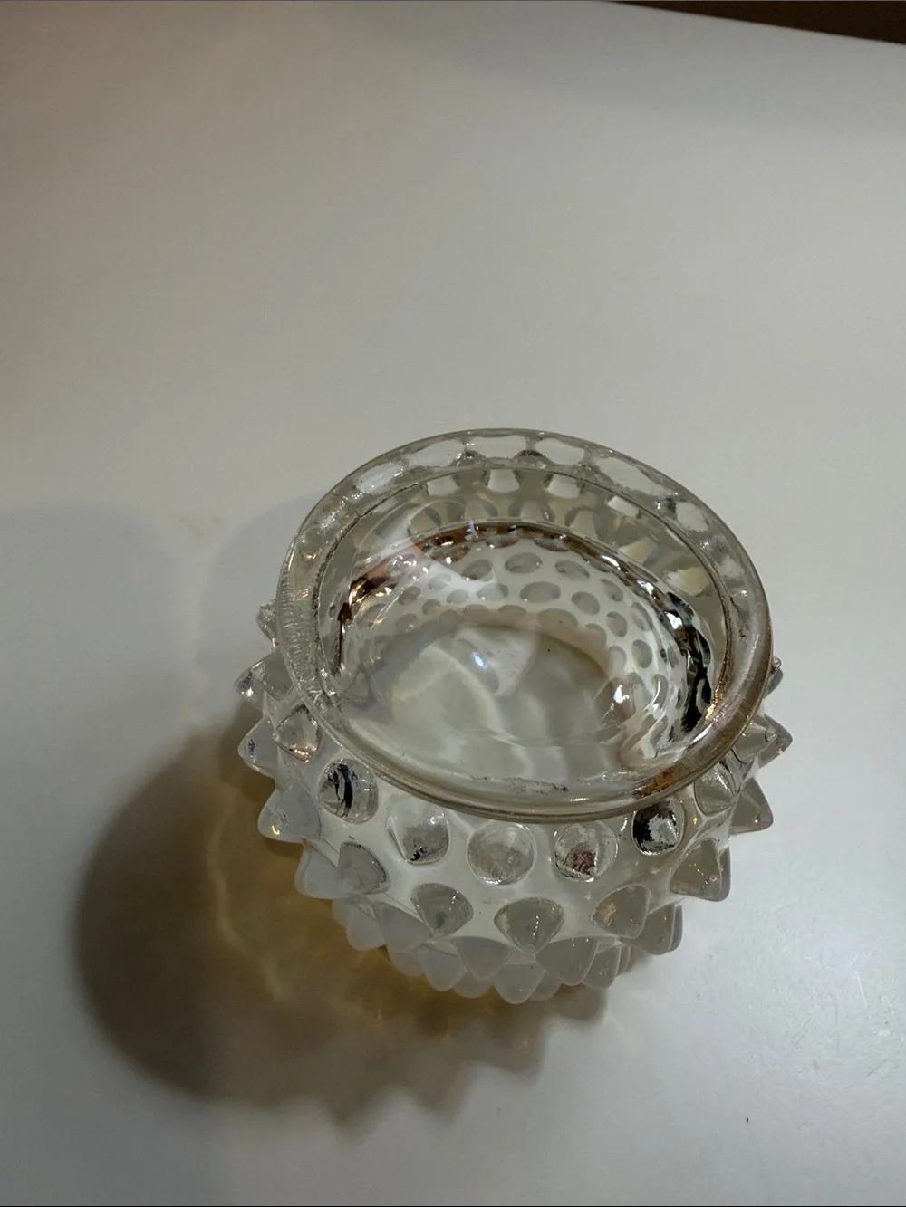 Hobnail Glass Creamer and Sugar Set - Opalescent White